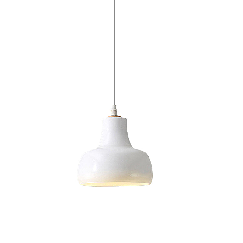 Modern Glass Pendant Lamp - White/Black Bowl Cone Or Saucer Design Led Ceiling Light In White/Warm