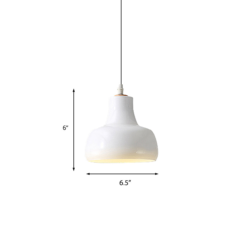 Modern Glass Pendant Lamp - White/Black Bowl Cone Or Saucer Design Led Ceiling Light In White/Warm