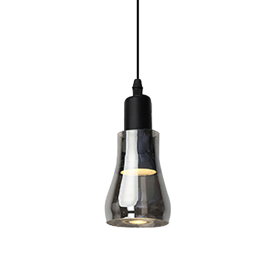 Modern Glass Pendant Lamp - White/Black Bowl Cone Or Saucer Design Led Ceiling Light In White/Warm
