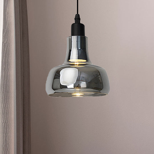 Modern Glass Pendant Lamp With Led Light In White Or Warm Tone - Bowl Cone Saucer Shape Black /