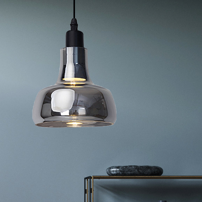 Modern Glass Pendant Lamp - White/Black Bowl Cone Or Saucer Design Led Ceiling Light In White/Warm