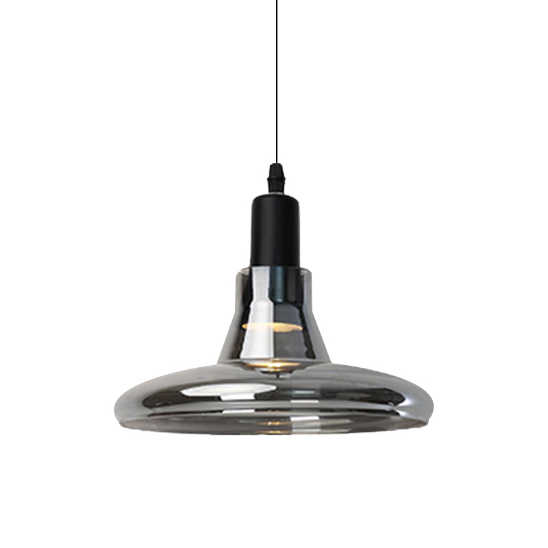 Modern Glass Pendant Lamp With Led Light In White Or Warm Tone - Bowl Cone Saucer Shape