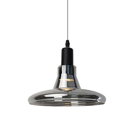 Modern Glass Pendant Lamp With Led Light In White Or Warm Tone - Bowl Cone Saucer Shape