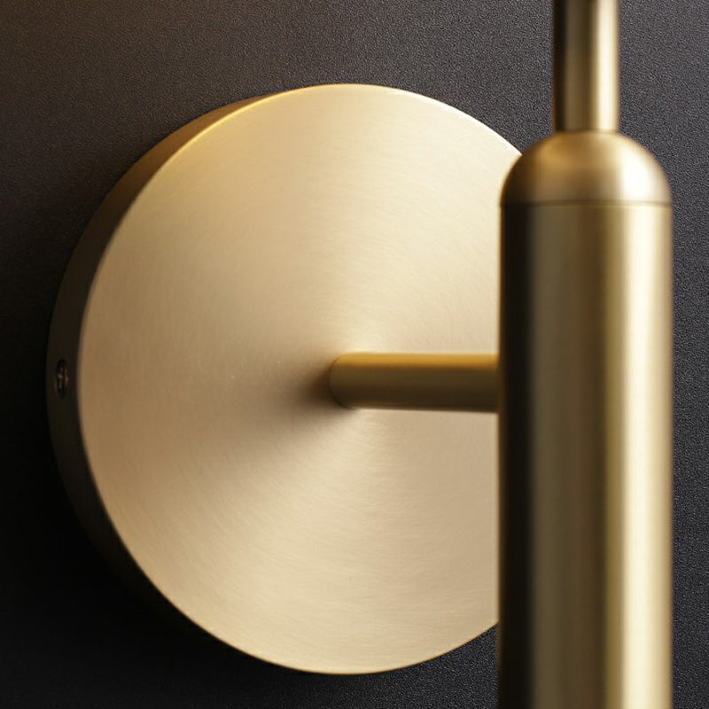 Minimalist Brass Wall Sconce With Cream Glass Shade - 1-Light Living Room Lighting