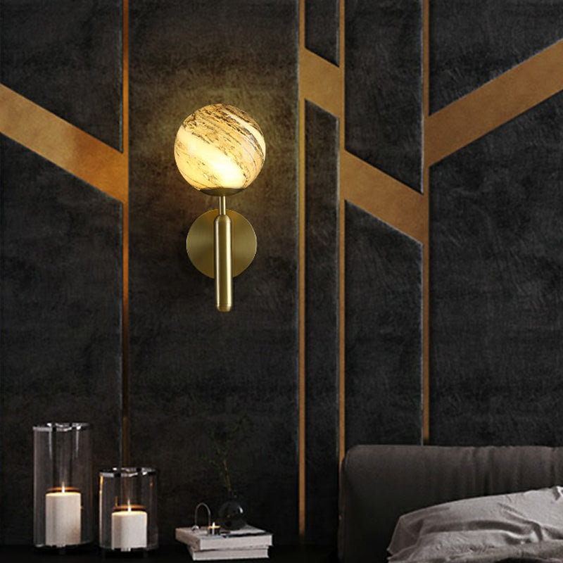 Modern Glass Ball Wall Mount Light With Brass Finish Perfect Sconce Lamp For Living Room