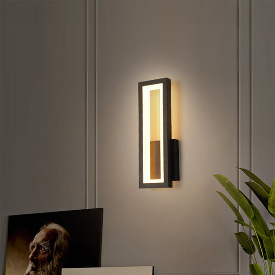 Sleek Rectangle Led Wall Sconce Minimalist Metal Foyer Mount Light