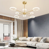 Minimalistic Metal Sputnik Led Chandelier - Gold Hanging Light With Acrylic Shade 8 / White