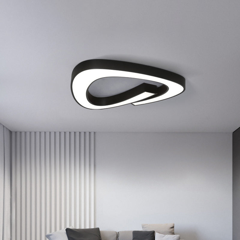 Modern Led Flush Mount Ceiling Light Fixture For Living Room - Simplicity Triangle Design Black /