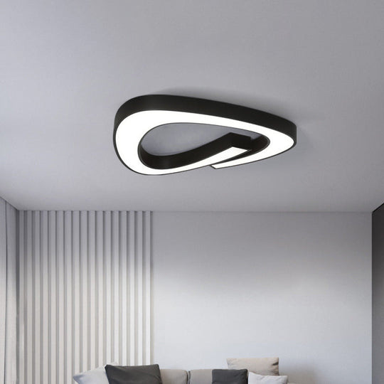 Modern Led Flush Mount Ceiling Light Fixture For Living Room - Simplicity Triangle Design Black /