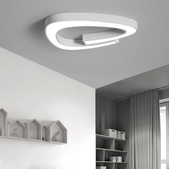 Modern Led Flush Mount Ceiling Light Fixture For Living Room - Simplicity Triangle Design White /