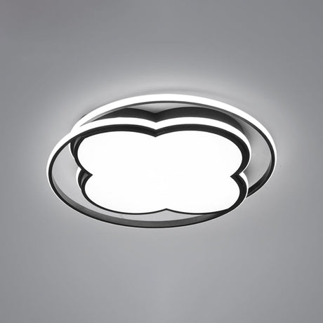 Modern Black Floral Led Ceiling Lamp For Minimalistic Bedroom Lighting / 20.5