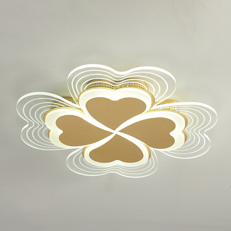 Minimalistic Led Ceiling Mount Light For Bedroom - Acrylic Clover Design Gold / 16.5’ White