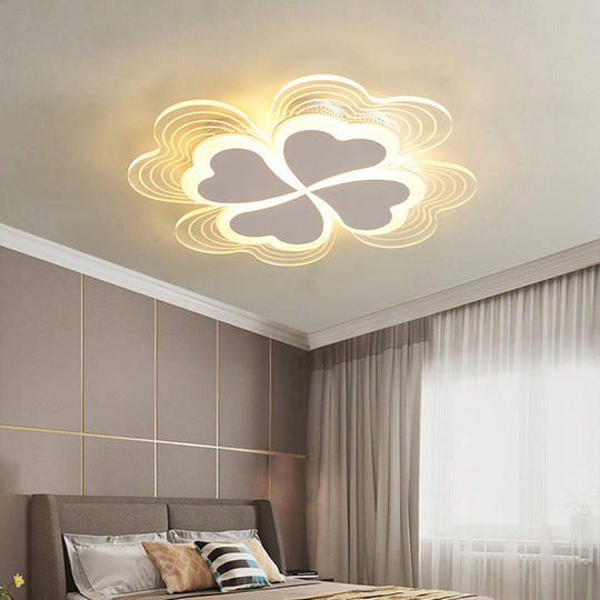 Minimalistic Led Ceiling Mount Light For Bedroom - Acrylic Clover Design White / 16.5’ Third Gear