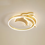 Gold Dolphin & Loop Led Ceiling Light For Kids With Acrylic Shade / 18