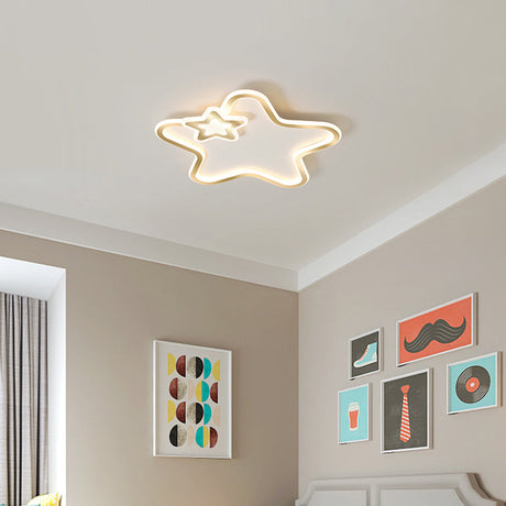 Kids’ Cartoon Star Led Ceiling Light Fixture - Acrylic Flushmount For Bedroom