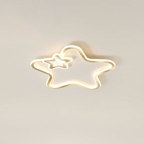 Kids’ Cartoon Star Led Ceiling Light Fixture - Acrylic Flushmount For Bedroom Gold / White