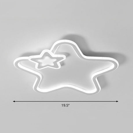 Kids’ Cartoon Star Led Ceiling Light Fixture - Acrylic Flushmount For Bedroom White /