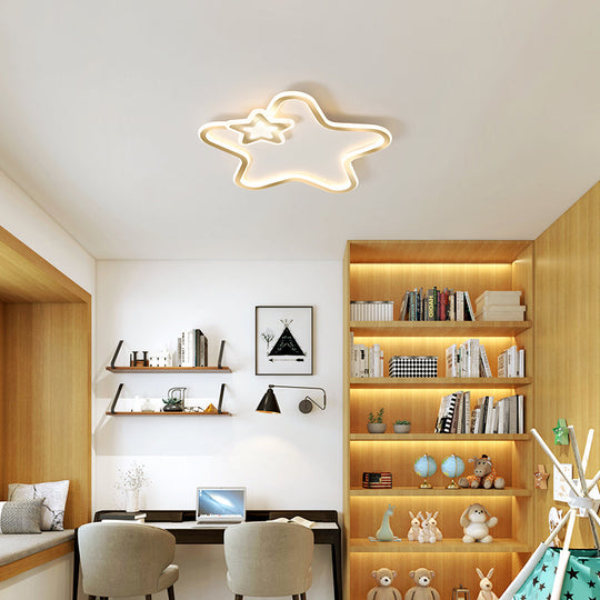 Kids Cartoon Star Led Ceiling Light Fixture - Acrylic Flushmount For Bedroom