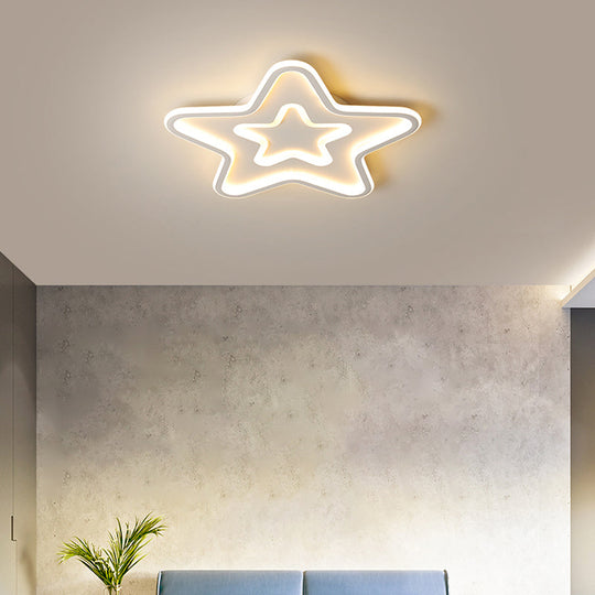 Simplistic Acrylic Star Led Flush Mount Lamp With Gold Finish - Ideal Ceiling Light For Child’s