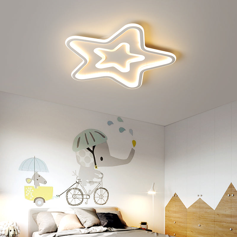Simplistic Acrylic Star Led Flush Mount Lamp With Gold Finish - Ideal Ceiling Light For Child’s