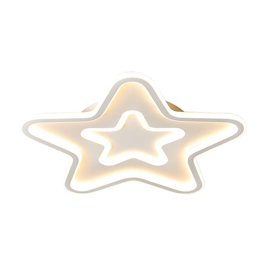 Simplistic Acrylic Star Led Flush Mount Lamp With Gold Finish - Ideal Ceiling Light For Child’s Room