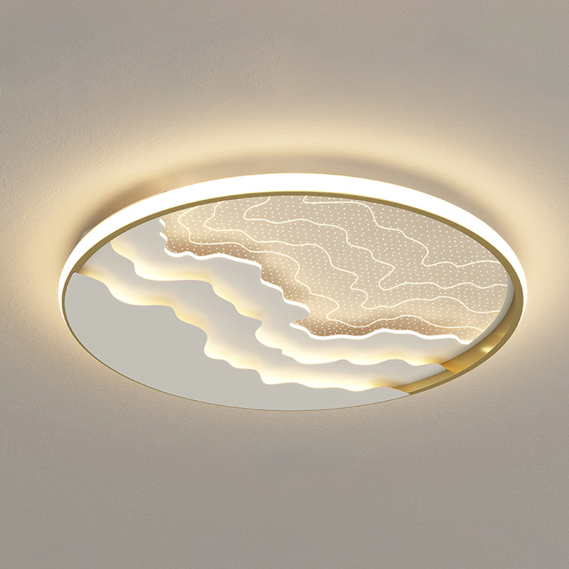 Modern Led Ceiling Light: Wavy Acrylic Flush Mount Lamp For Bedroom Gold / 16.5 Remote Control