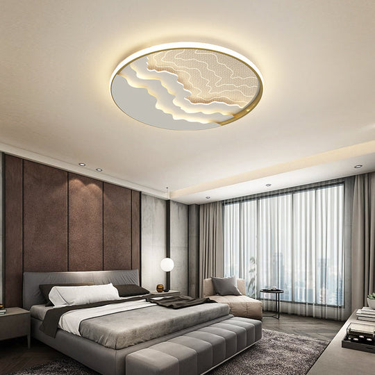 Modern Led Ceiling Light: Wavy Acrylic Flush Mount Lamp For Bedroom Gold / 16.5 White