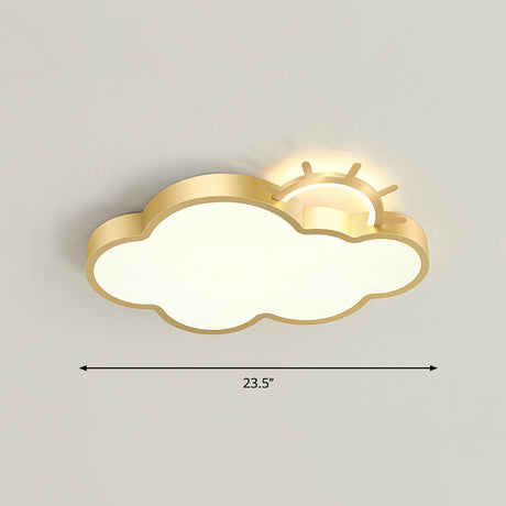 Sunrise Cartoon Led Flushmount Ceiling Light For Kids Bedroom Gold / Remote Control Stepless Dimming