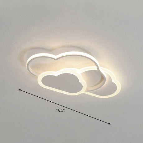 Cloudy Kids Led Bedroom Ceiling Light: Acrylic Flush Mount Fixture White / 16.5’ Warm