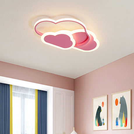 Cloudy Kids Led Bedroom Ceiling Light: Acrylic Flush Mount Fixture Pink / 16.5’ Warm
