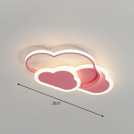 Cloudy Kids Led Bedroom Ceiling Light: Acrylic Flush Mount Fixture Pink / 20.5’ White