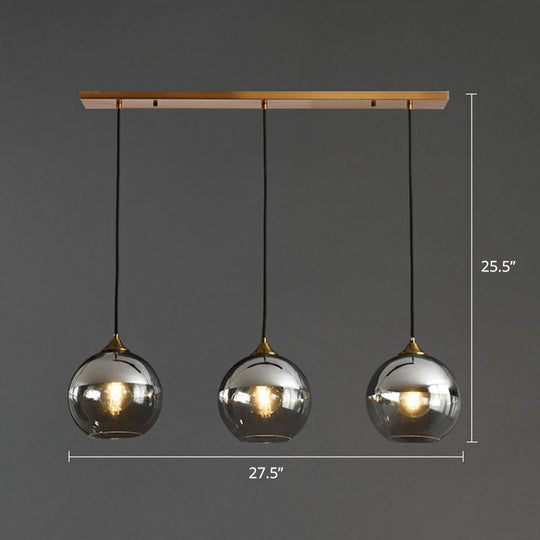 Sleek Postmodern Glass Suspension Pendant Light - 3-Light Ceiling Lamp For Dining Room Silver /