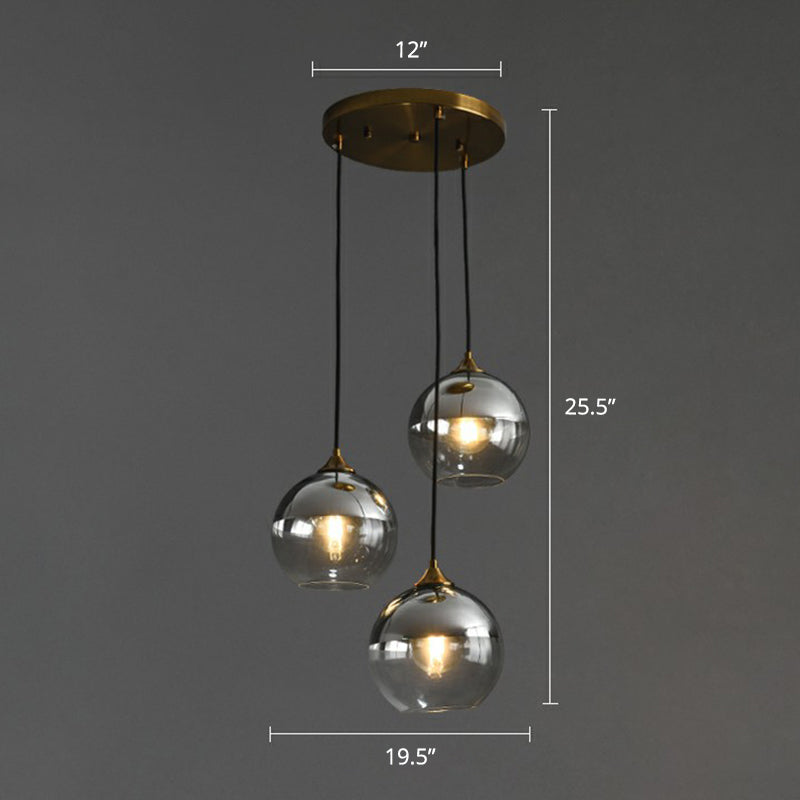 Sleek Postmodern Glass Suspension Pendant Light - 3-Light Ceiling Lamp For Dining Room Silver /