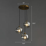 Sleek Postmodern Glass Suspension Pendant Light - 3-Light Ceiling Lamp For Dining Room Silver /