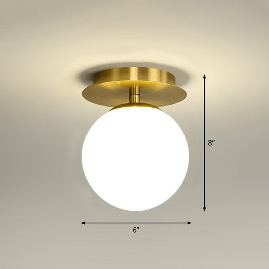 Postmodern Brass 1 - Light Semi Flush Mount Ceiling Fixture With Glass Shade For Foyer