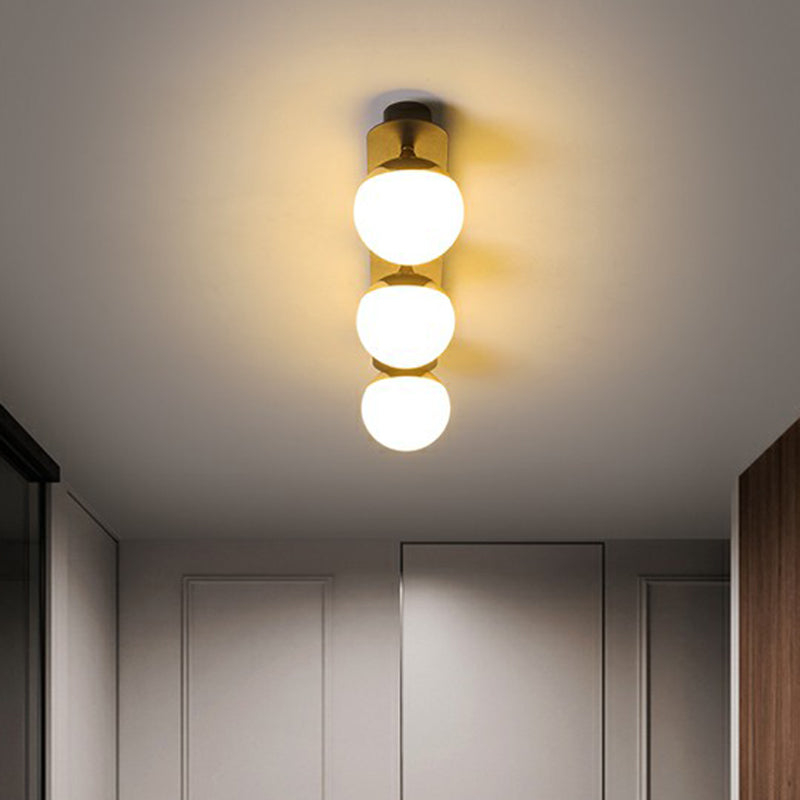 Black Glass Flushmount Ceiling Light Fixture With Sphere Design And 1 Bulb For Aisle