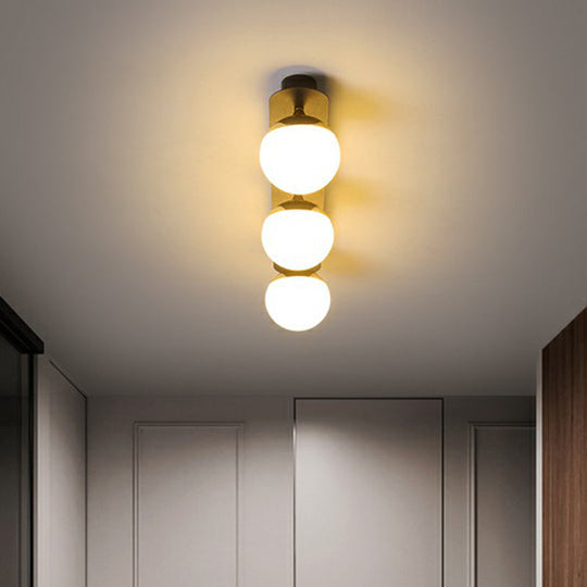 Black Glass Flushmount Ceiling Light Fixture With Sphere Design And 1 Bulb For Aisle