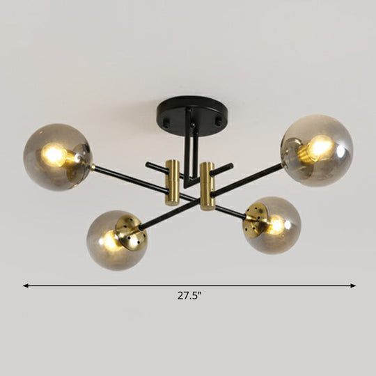 Minimalist Glass Bedroom Semi Flush Mount Ceiling Light In Black 4 / Smoke Gray