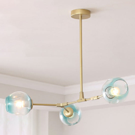 Nordic Molecule Ceiling Pendant Light With Dimpled Glass And Pivot Joint For Living Room 3 / Gold