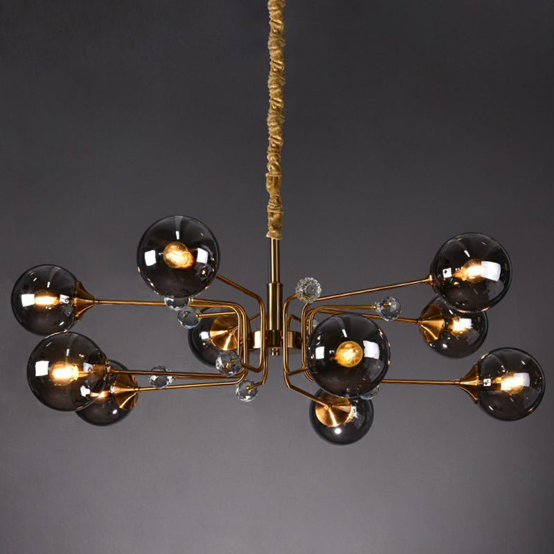 Post-Modern Glass Ceiling Light: Brass Modo Hanging Chandelier For Living Room 10 / Smoke Gray