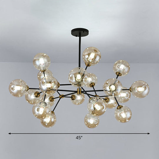 Black Nordic Glass Chandelier With Tree Branch Design For Living Room 16 / Amber