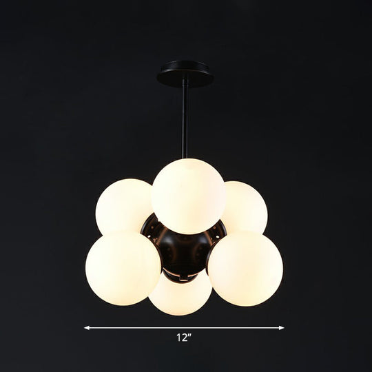 Nordic Glass Pendant Chandelier - 6 Bulbs Black Perfect For Bedroom White