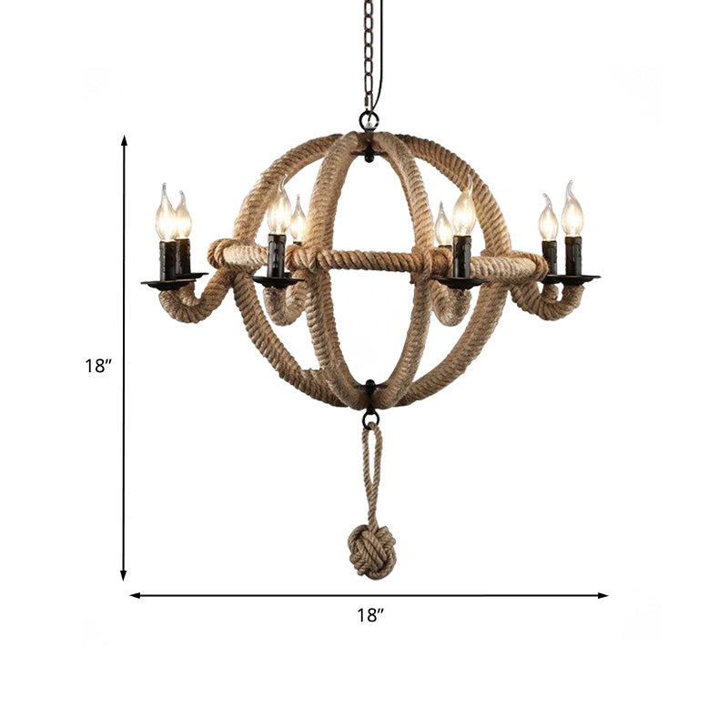 Spherical Chandelier Light Fixture With Rustic Black Finish - Antique Metal Multi-Light Farmhouse