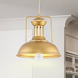 13/16 Wide Barn Shade Pendant Light: Industrial Gold-Style Hanging Lamp For Tables Gold / 13