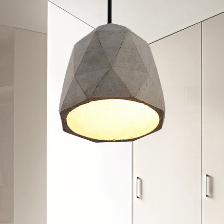 Vintage Cement Pendant Hanging Lamp: Bowl/Cylinder/Semi Circle Shape 1 Light Grey - Ideal For Dining