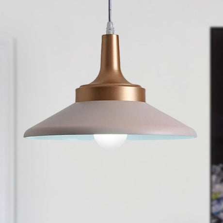 Nordic Style Metal Pendant Lighting - 9.5/14 Width Conic 1-Light Living Room Hanging Ceiling Light