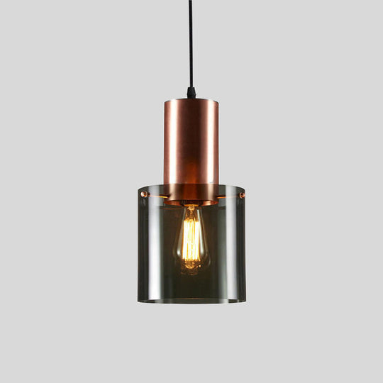 Postmodern Glass Pendant Lamp - Bottle Shaped Down Lighting 1-Light Ceiling Suspension Rose Gold