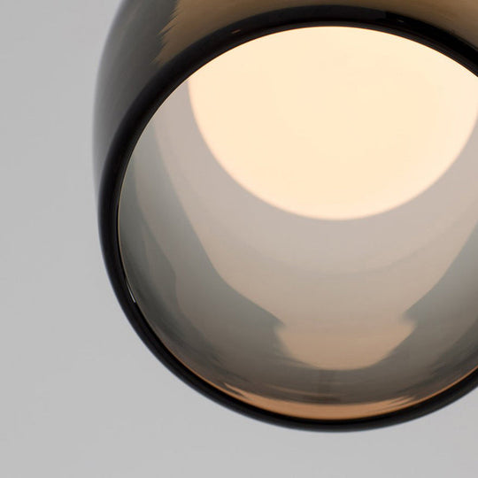 Black Glass Pendant Lighting For Dining Room - Minimalist Design With Bell And Ball Shape 1 Head