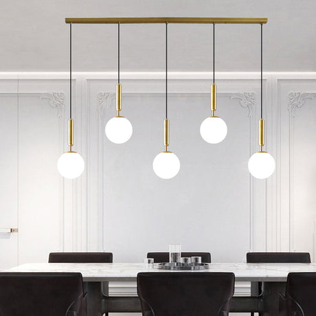 Sleek Brass Ball Pendant Light For Open Kitchen Simplicity Glass Ceiling Fixture 5 / White