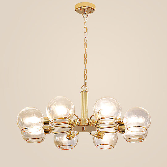 Modern Glass Dome Pendant Light With Gold Finish For Living Room 8 /